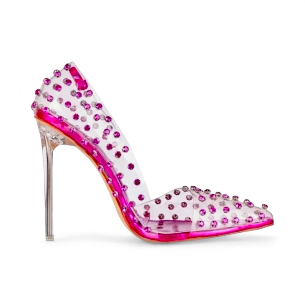 SOLD ON EBAY!! Elegant Fuchsia Studded Azalea Wang Women's Heels. Size 8. 2 - Picture 2 of 9